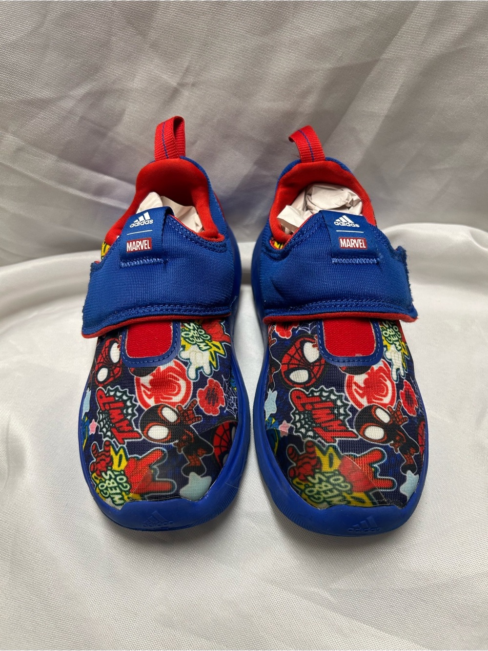 Adidas Kids Marvel Spider-Man Blue & Red Velcro Sneakers 12 1/2  kids